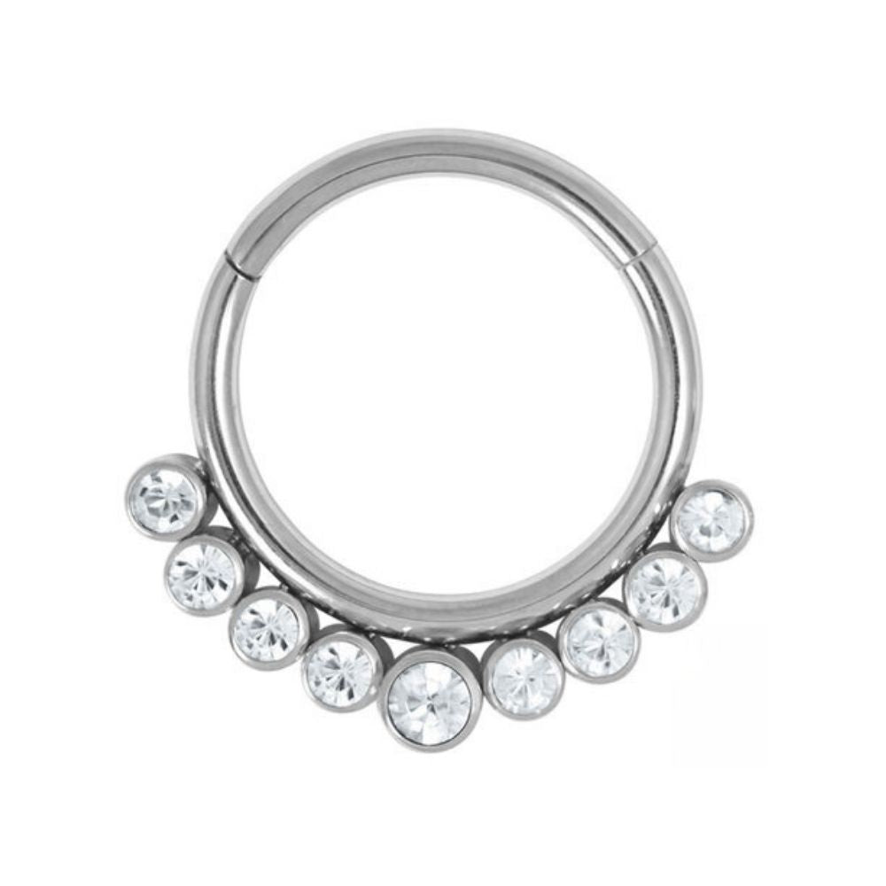 9 Bezel-Set Jewelled Hinged Ring – Punktured Body Piercing